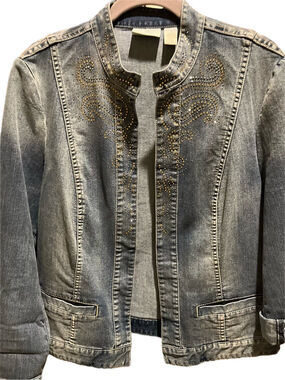 15. WOMENS CHICO’S 2/L DETAIL DENIM JACKET